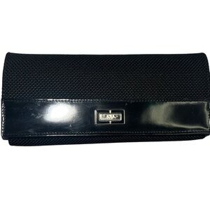 Celine Black Textured Clutch with Glossy Accent